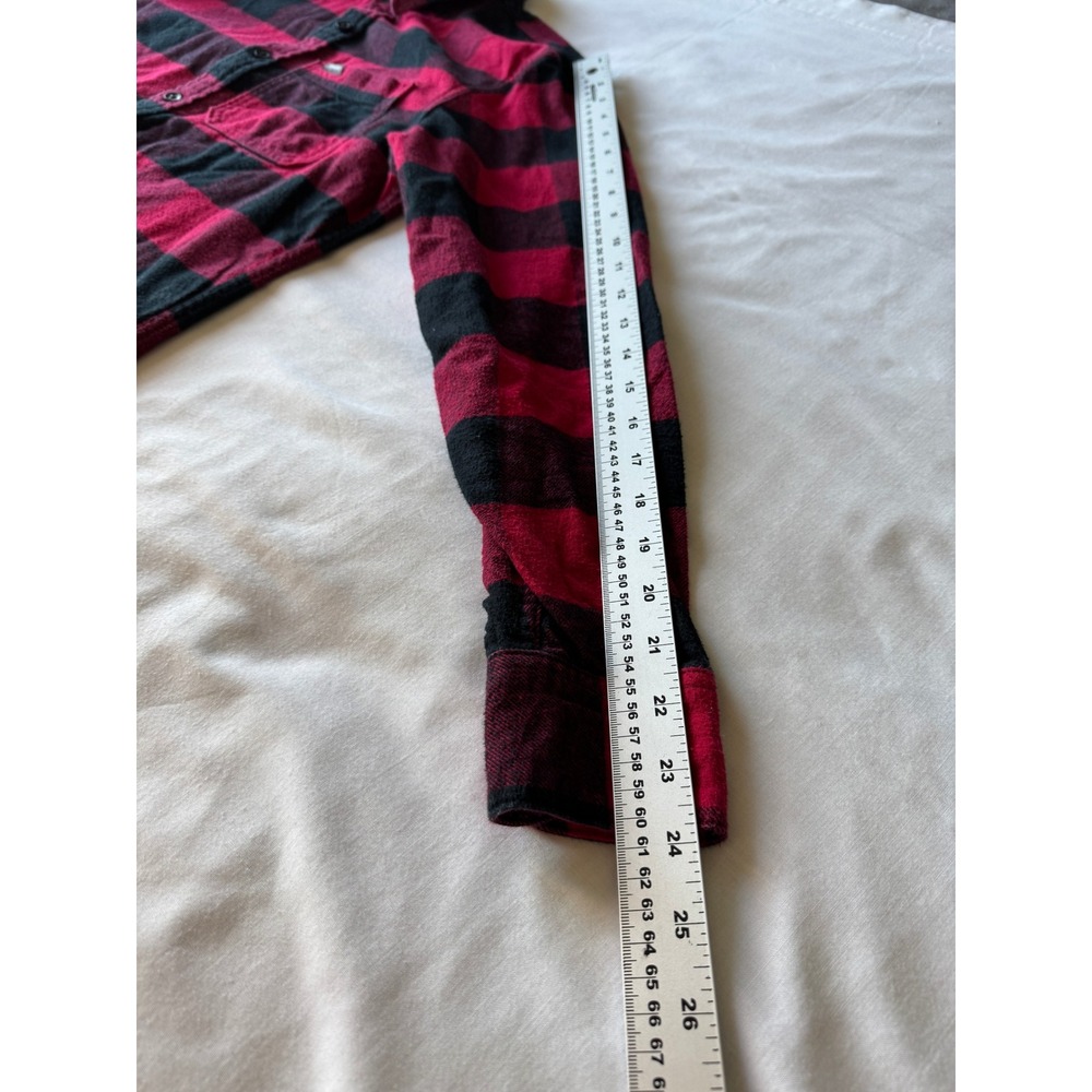 Hollister Mens Red Black Buffalo Plaid Flannel Shirt Small Lumberjack Cabin Cozy - Picture 9 of 11